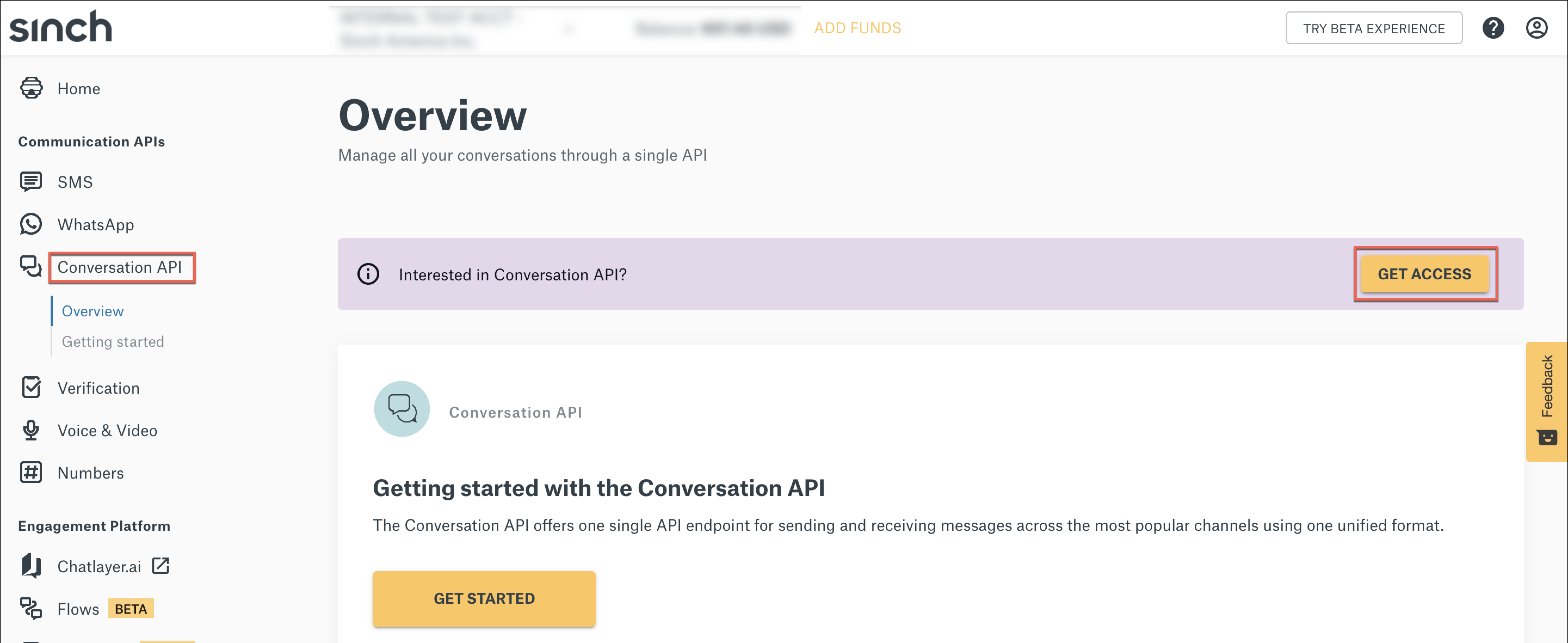 How can I request access for Conversation API? - Sinch Community - 8374