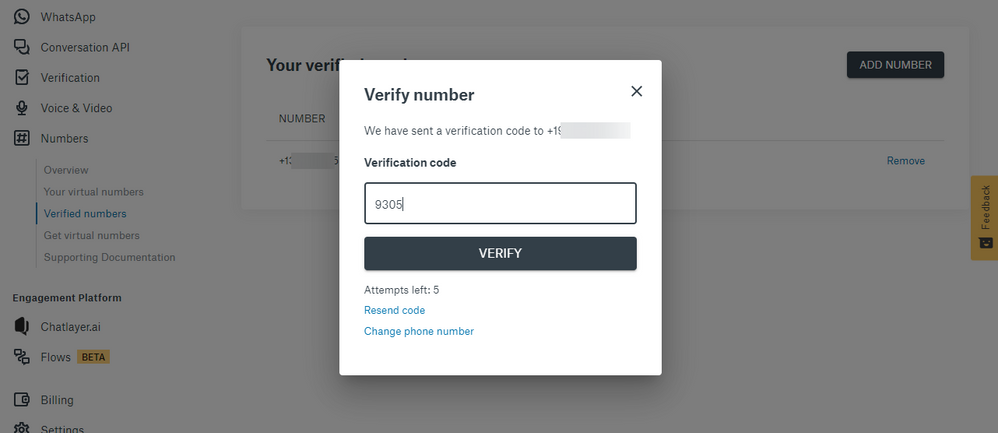 How can I add a verified number to my account? - Sinch Community - 8723