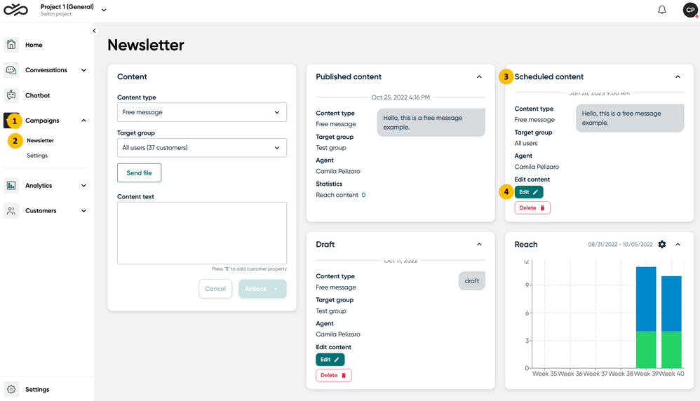 Edit a scheduled campaign