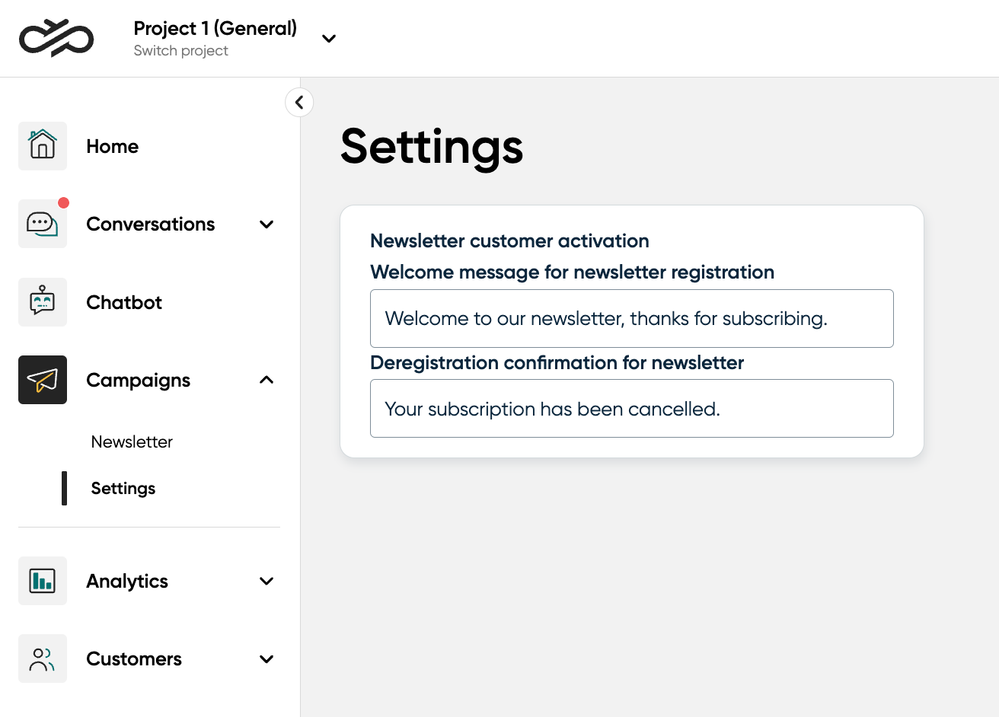Campaigns settings