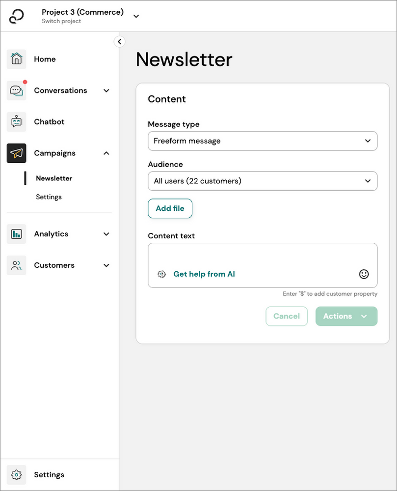 Get help from AI in the Newsletter view