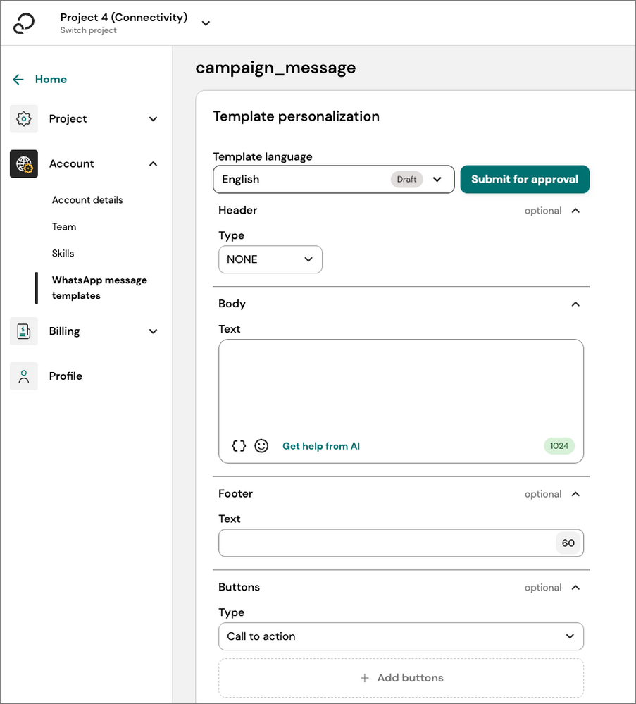 Get help from AI in the Template personalization view