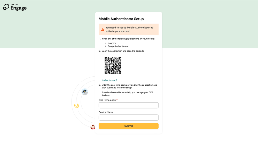 Mobile authentication set-up