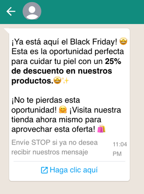 Ejemplo de un mensaje de campaña con instrucciones de opt-out