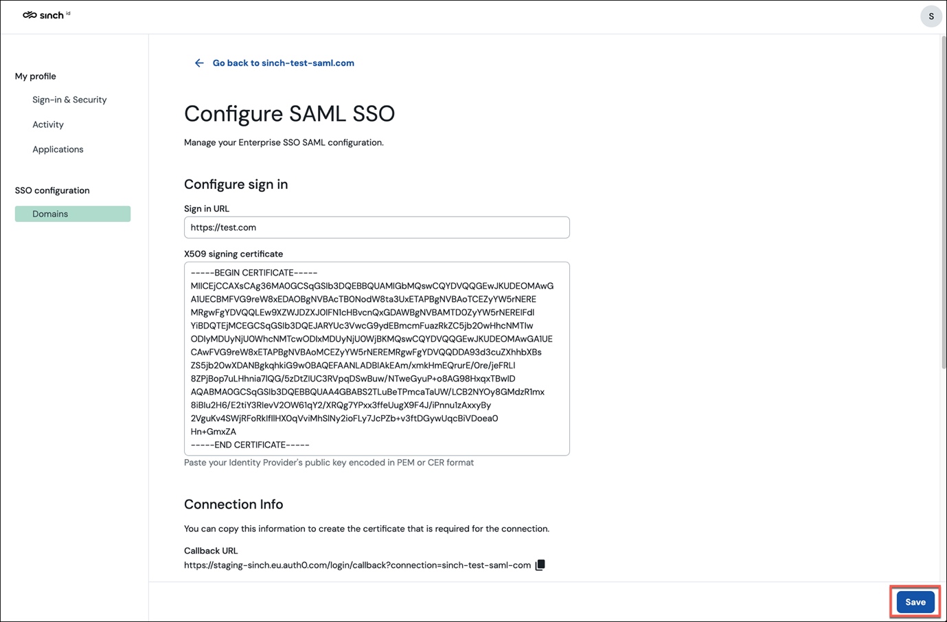 How to provide your SAML configuration and enable SSO? - Sinch ...